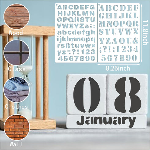 Small Letter Stencils for Painting on Wood Crafts Reusable Alphabet Stencil Art Paint on Wall Canvas Pattern Paint Number Stencils for Journal Car...