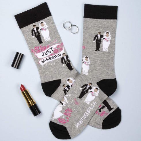 Primitives by Kathy LOL Made You Smile Silly Socks, Just Married, Model:39449...