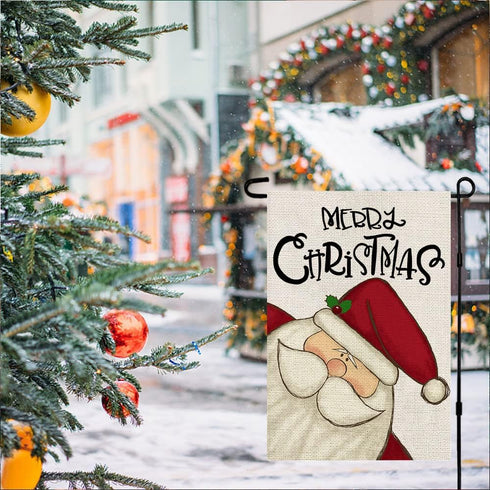 Merry Christmas Garden Flag, Double Sided Vertical Christmas Flags Small Mini Rustic Xmas Winter Farmhouse Lawn Yard Outside Outdoor Decorative Fl...