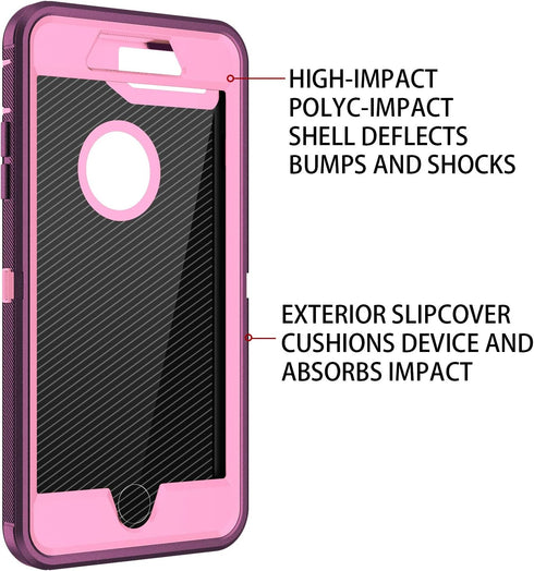 for iPhone 8 Case,iPhone 7 Case,Built-in Screen Protector, Shockproof 3-Layer Full Body Protection Rugged Heavy Duty High Impact Hard Cover Case f...