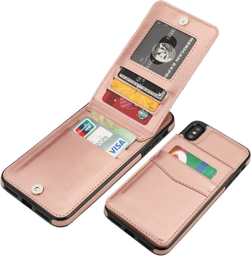 KIHUWEY Compatible with iPhone Xs Max Case Wallet with Credit Card Holder, Premium Leather Magnetic Clasp Kickstand Heavy Duty Protective Cover fo...