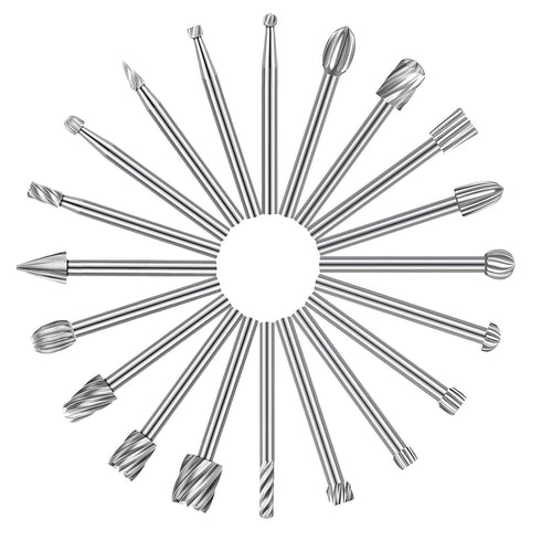 20Pcs HSS Different Burr Set Carving Bits Wood Engraving Router Bit w/ 1/8"(3mm) Shank, Rotary Tools Accessories for DIY Woodworking and Carving...