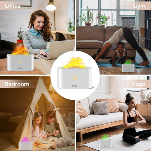 Flame Humidifiers for Home, 180ml Aromatherapy Diffuser, 7 Colors of Flame Light and Auto-Off Function, 2 Brightness Modes Small Humidifier, Suita...