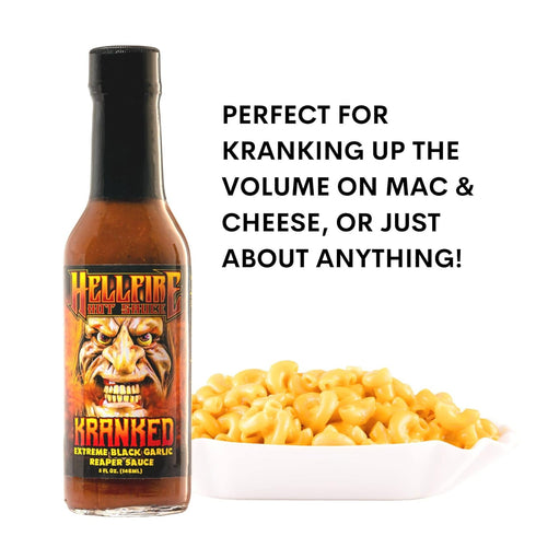 Hellfire Hot Sauce Kranked - Black Garlic and Carolina Reaper Gourmet Hot Sauce, Featured on Hot Ones TV Show, 5 oz....