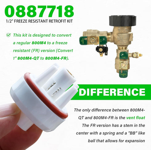 800M4 Vent Float Repair Kit for 1/2" 800M4-QT and LF800M4QT Backflow Valve 0887726...