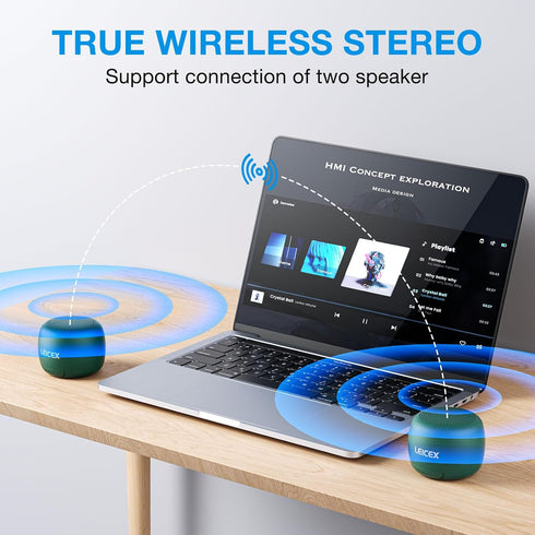 Small Bluetooth Speaker Portable Speakers-Mini Wireless Speaker with Hifi Stereo Sound?Big Rechargeable Battery,Waterproof Travel Speaker with Han...
