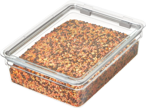 IDESIGN Large Short Dry Goods Storage Bin, The Fresh Collection – 7.85” L x 10.5” H x 3” W, Clear Bin...