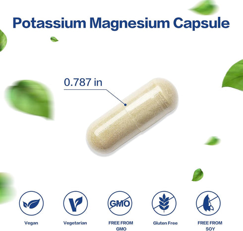 Potassium Magnesium Supplement 1000mg, Magnesium Potassium Zinc Aspartate Support Vascular, Bone, Heart, Muscle & Nerve Health, Non-GMO, Vegan, (1...