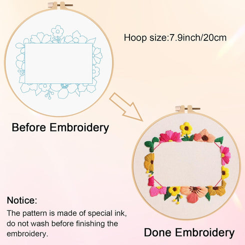 Nuberlic Embroidery Kit for Beginner Adults Starters, Stamped Cross Stitch Gift, Pre-printed DIY Funny Photo Frame Needlepoint Kit, Include Embroi...