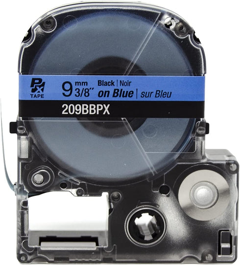 Epson LABELWORKS 209BBPX Genuine PET (Polyester) Tape Cartridge - Black on Blue Label Maker Tape - 3/8" (9MM) Wide, 30'...