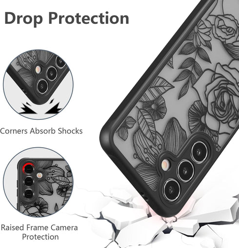 XIZYO for Samsung Galaxy A25 Case, Floral Rose Cute Phone Case for Women Girls Aesthetic Pattern Print Slim TPU Bumper Case Shockproof Protective ...