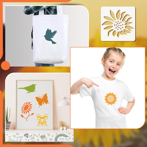 100 Pieces Butterfly Sunflower Stencil Template for Painting Reusable Drawing Stencils Spring Summer Template, Stencils for Painting on Wood Craft...
