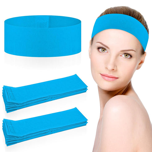30 Pieces Disposable Spa Facial Headbands, Stretch Non-Woven Skincare Headband, Soft Skincare Hair Band with Adjustable Magic Tape for Women Girls...