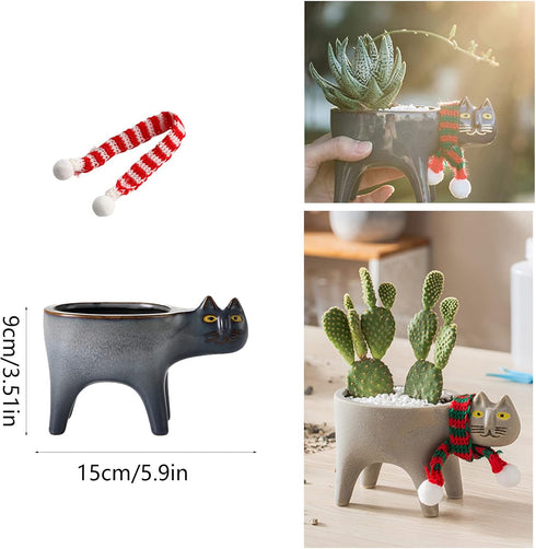 Cat Flower Pot,Cat Planter,Succulent Planter Cat Pots,Ceramic Animal Planter,Cat Planters for Indoor Plants for Indoor Home Decor,Office Desk or K...