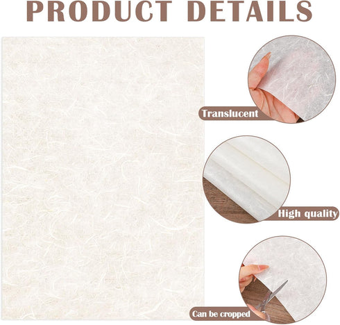 60 Sheets A4 Mulberry Paper Sheets Natural Fiber Rice Paper 8.5 x 11in Decoupage Paper Decorative Paper Tissue Paper for DIY Crafts, Calligraphy, ...