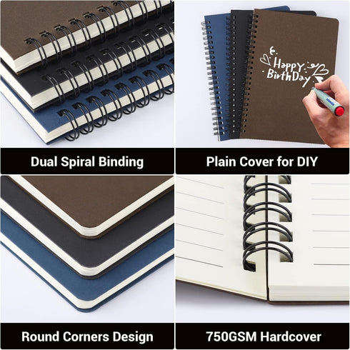 EUSOAR College Ruled Spiral Notebook, A5 3packs 5.5"X8.3" 120 Pages Lined Travel Writing Journal, Memo Notepad Sketchbook, Students Office Busines...