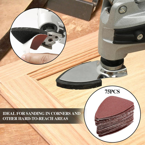 156Pcs Oscillating Tool Sanding Pad Kit, 3Pcs Triangle Sanding Pads and 3Pcs Finger Sanding Pad, 150Pcs Sandpaper, for Wood/Plaster Polish Sanding...