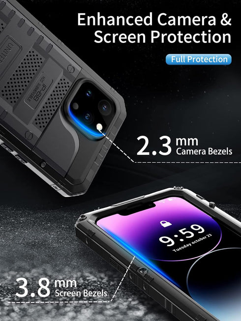 Unitedtime for iPhone 14 Pro Max Case Waterproof with Built-in Screen Protector Full Body Rugged Hard Silicone, Military Grade Shockproof Dustproo...