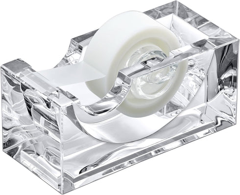 Amazing Abby - Tanya - Acrylic Tape Dispenser, Plastic Label Roll Holder, Clear Sticker Organizer, Perfect Office Desktop Storage Solution for Tap...