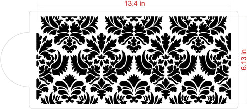 Designer Stencils C405 Damask Cake Tier 5 Cake Stencil, Beige/semi-transparent 3.1" x 13.5"...