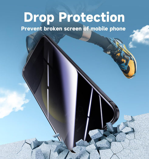 MAGIC JOHN 2 Pack for Samsung Galaxy S24 Privacy Glass Screen Protector inch, Anti-spy Tempered Glass Film, Auto Dust-Elimination Installation, Bu...