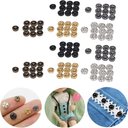 100PCS 5mm Mini Snap Buttons for Doll Clothes Assorted Metal Snap Fasteners Buttons Round Button Buckle Small Press Buttons Miniature Snap Buttons...