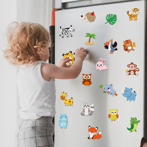 30PCS Jungle Fridge Magnets Safari Animals Refrigerator Magnets Set Removable and Reusable Magnets for Kids Toddlers and Adults Classroom Home Nur...