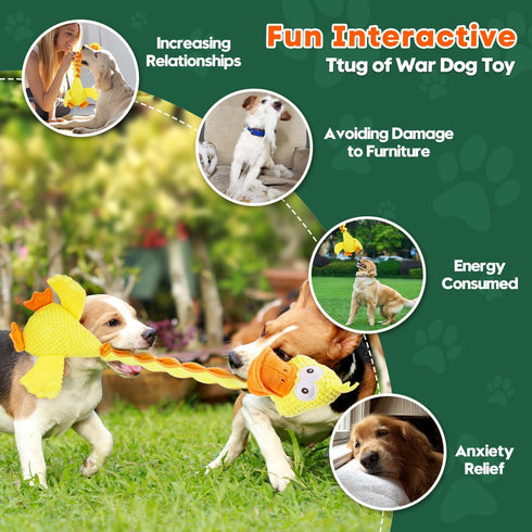 Sturdy and Durable Duck Dog Toy for Chewy Dogs, with Crinkle Paper and Squeaker, Large Dog Interactive Tug-of-War Dog Toy, Keeps Busy, Suitable fo...