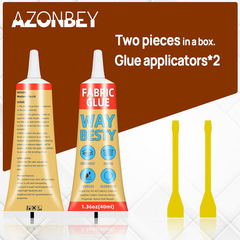Fabric Glue, Strong Fabric and Leather Adhesive Permanent Clear Washable Clothing Glue for All Fabrics, Cotton, Flannel, Denim, Leather, Polyester...