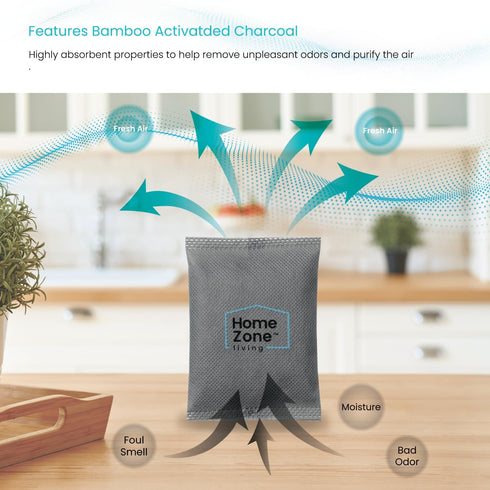 Home Zone Living CleanAura Deodorizing Bamboo Activated Charcoal Filter Bag Set of 4...