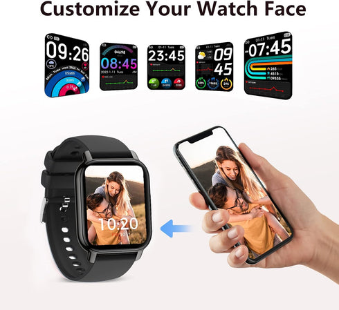 Smart Watch, 1.85'' HD Fitness Tracker Sport Smart Watches for Women Men with Call Heart Rate Blood Oxygen Sleep Track Step Counter 24 Sport Modes...
