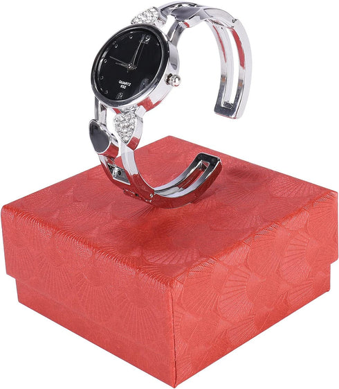 ele ELEOPTION Women Bangle Watch Bracelet Quartz with Rhinestone Round Dial Stainless Steel Band Cuff Watches with Womens Wrist Watch Box...