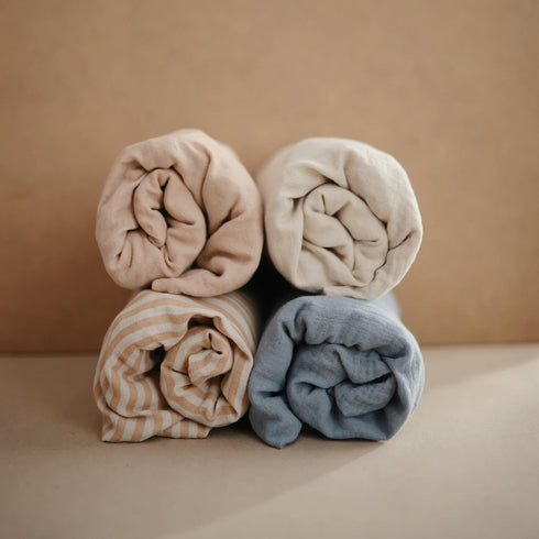 mushie Extra Soft Muslin Fitted Changing Pad Cover (Tradewinds)...