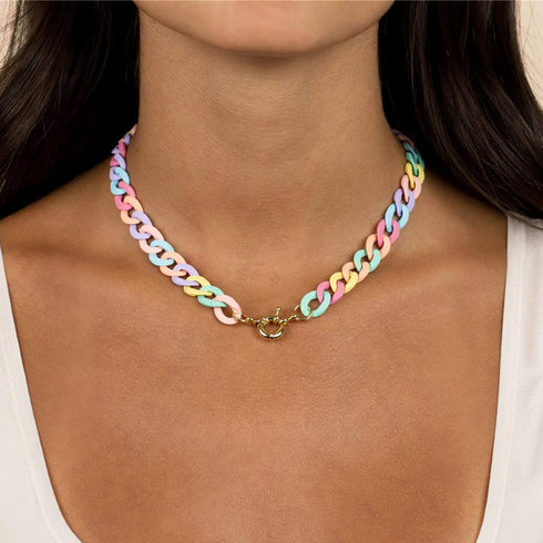 Kercisbeauty Candy Colorful Chunky Chain Acrylic Choker for Women and Girls Cute Punk Rainbow Necklace...