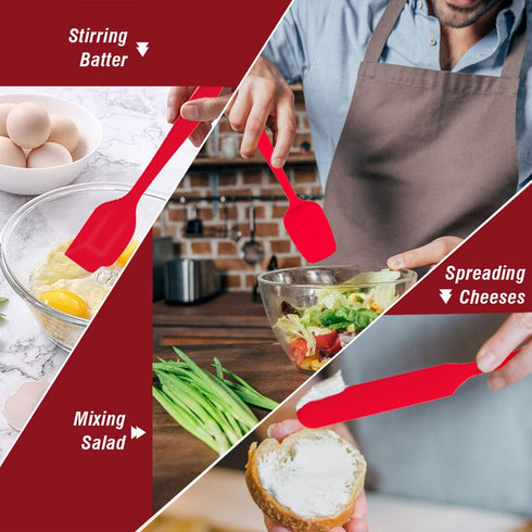 Silicone Spatula Set of 7, P&P CHEF Heat-Resistant Rubber Spatulas Kitchen Utensils Set for Non-stick Cooking Baking Mixing, Seamless & Flexible D...