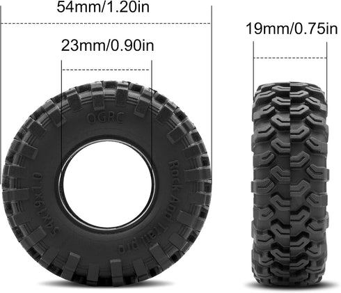 OGRC 1.0 Tires Dual Stage Foam Tyres Soft & Sticky for 1/24 SCX24 Gladiator Bronco C10 JLU Deadbolt B17 FCX24 1/18 TRX4-M - Rock and Trail Pro...