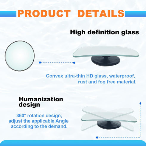 2Pcs Upgrade Blind Spot Mirror, 360° HD Glass Frameless Convex Rear View Mirrors Exterior Accessories with wide angle Adjustable Stick Blind Spot ...