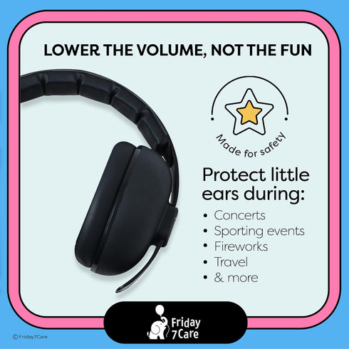 Baby Travel Noise-Cancelling Earmuffs with Adjustable Headband - Infant Ear Protection Headphones for Ages 0-24 Months - Black...