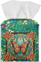 Butterfly Rose Print Tissue Case Cover Square, Waterproof Tissue Box Cover for Home Office, Foldable Kleenex Tissues Cube Boxes with Bottom Belt, ...