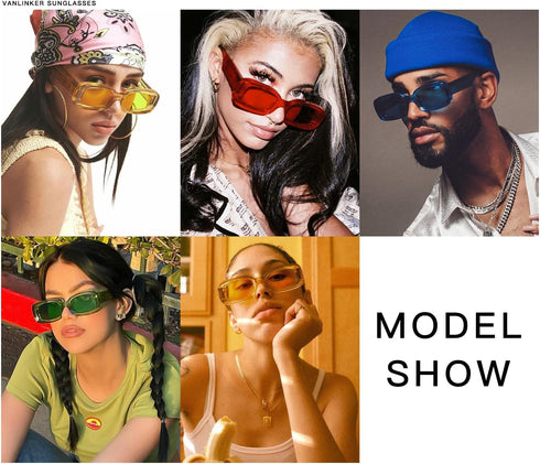 VANLINKER Y2K Trendy Rectangle Sunglasses for Women Men Retro Fashion 90s Glasses Thick Square Frames UV400 Protection VL9673...