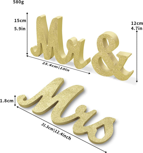 Wooden Mr and Mrs Sign, Rustic Mr. & Mrs. Letters Wedding Signs for Wedding Table, Miss Mr. Deroation for Photo Props/Party Table/Anniversary/Vale...