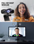 Full HD Webcam with Built-in Microphone and Rotatable Tripod, 1080P Video and Wide Angle Camera, Privacy Cover, for Desktop PC or Laptop Computer...