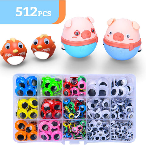 6mm-20mm Wiggle Eyes Self-Adhesive for Craft Stickers, Black and Colorful Googly Eyes for DIY Scrapbooking...