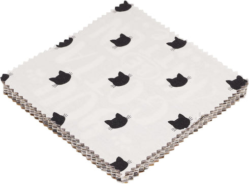 Soimoi Cat Print Precut 5-inch Cotton Fabric Quilting Squares Charm Pack DIY Patchwork Sewing Craft- Brown, Grey, Black & White...