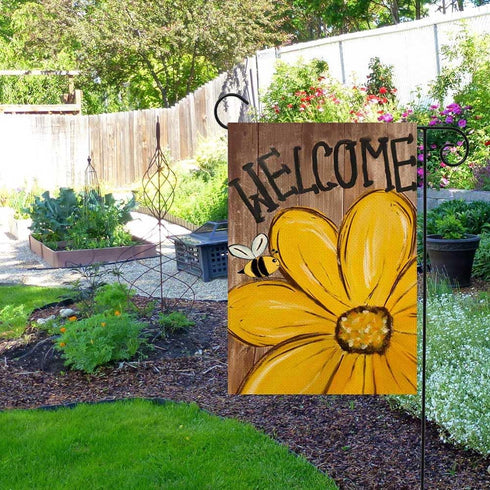 RABUSOFA Summer Garden Flag 12x18 Inch Double Sided for Outside, Welcome Sunflower Bee Outdoor Seasonal Yard Flag 13-12...