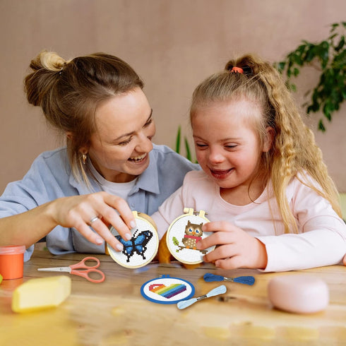INFUNLY 6 Stamped Cross Stitch Kits for Animal Pattern DIY Embroidery Kits for Beginners with Instruction for Christmas Backpack Charms, Ornaments...