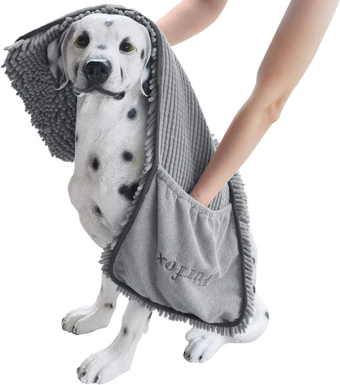 Absorbent Dog Towel, Microfiber Quick Drying Towel Machine Washable with Hand Pockets Pet Towel for Medium Large Dog 35 x 15''...