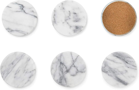 Fox Run 48749 Natural White Polished Marble Stone Coasters, Set of 6...