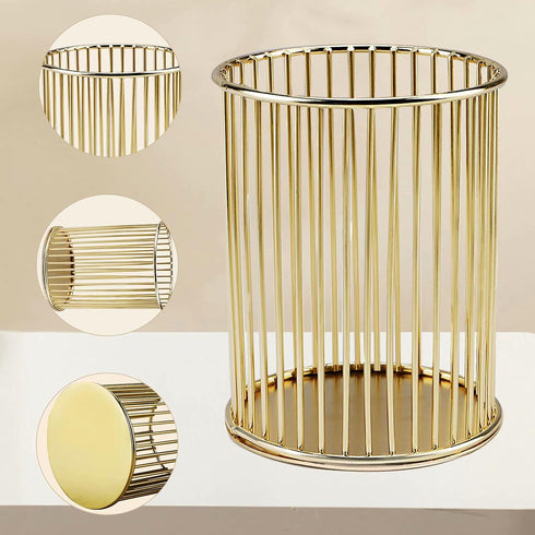 Pen Pencil Holder, Metal Wire Pen Pencil Cup Holders for Desk Cute Organizer, Makeup Brushes Cup Holder Organizer, 1PC Golden, by XieNie...