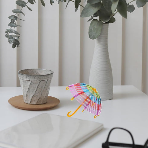 TEHAUX Mini Doll Umbrella, Miniature Umbrella Metal Wire Tiny Umbrellas Travel Umbrella Decorations Scene Decor Sunny Rainy Umbrella Birthday for ...